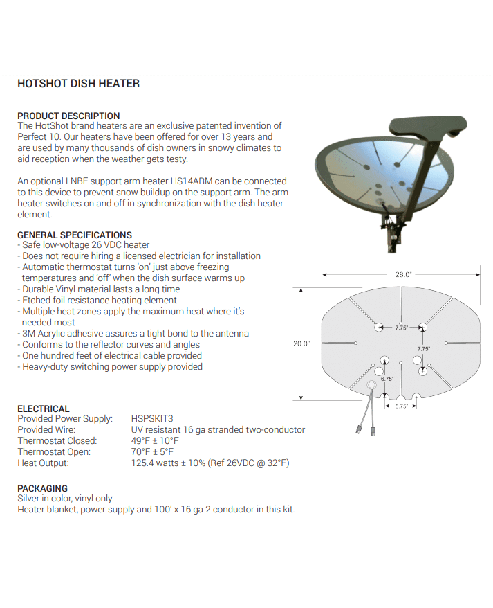 150 Watt Hot Shot Satellite Dish Heater (HSSLNGRFKITV3)