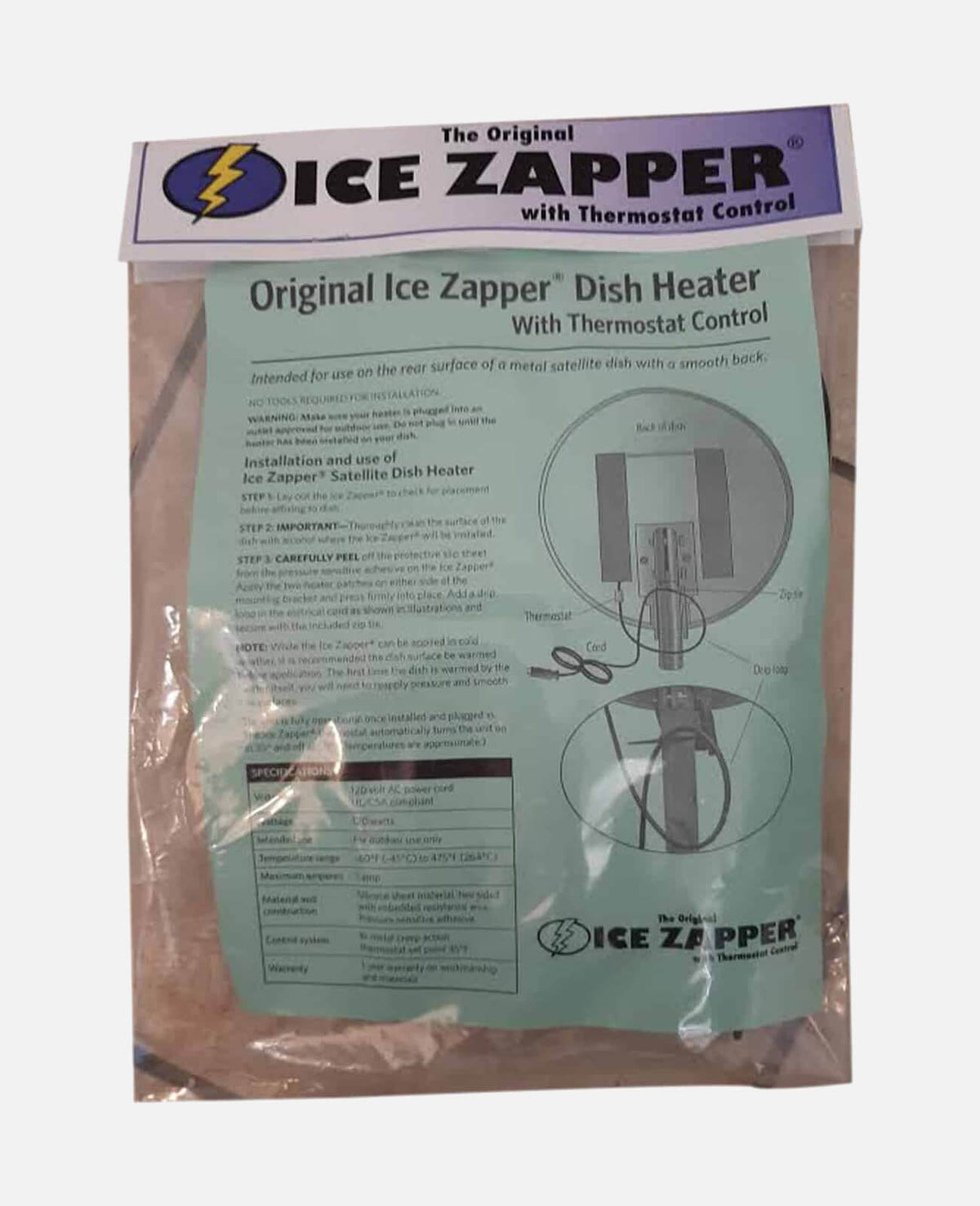 Ice Zapper Satellite Dish Heater w Thermostat (Original) - The Satellite Shop