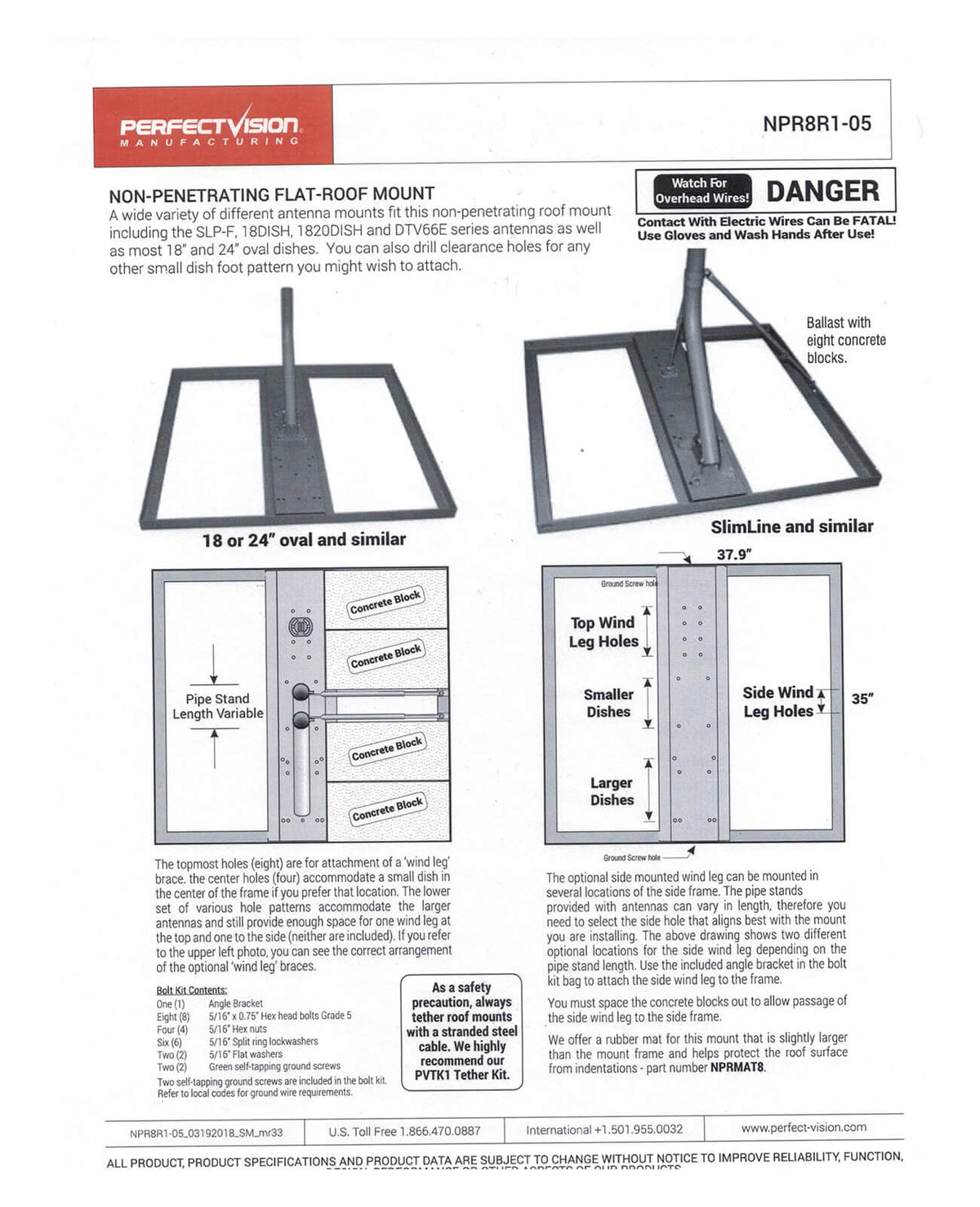 Perfect Vision Satellite Non Penetrating Roof Mount for Directv and Dish Network. (NPR8R1 - 05) - The Satellite Shop