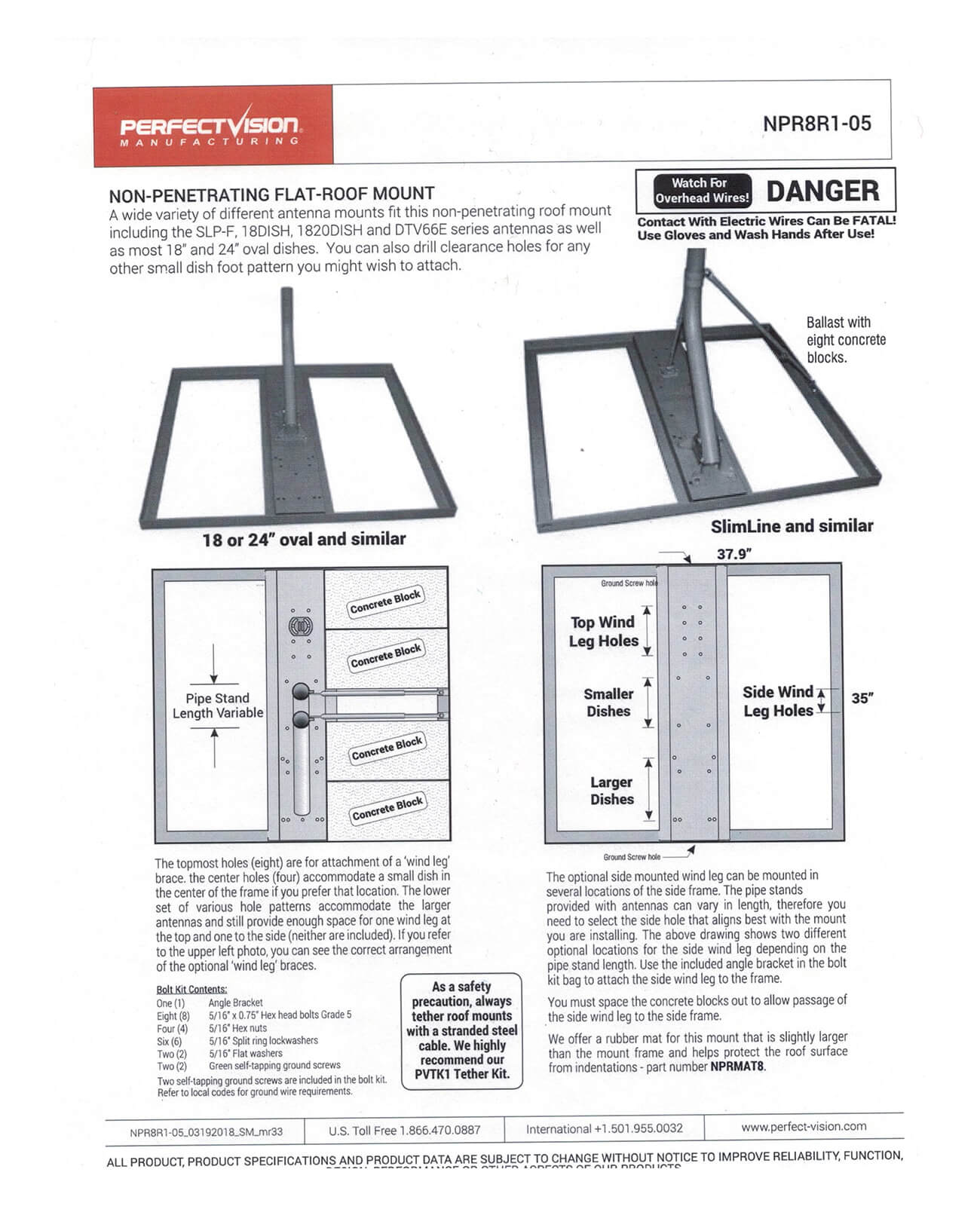 Perfect Vision Satellite Non Penetrating Roof Mount for Directv and Di ...