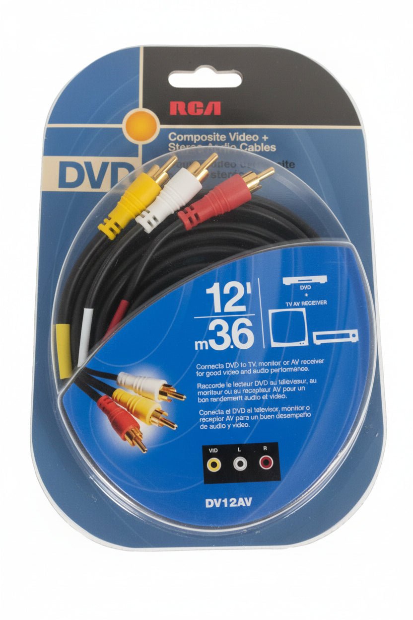 RCA12AV Composite Video &amp; Stereo Audio Cable - The Satellite Shop